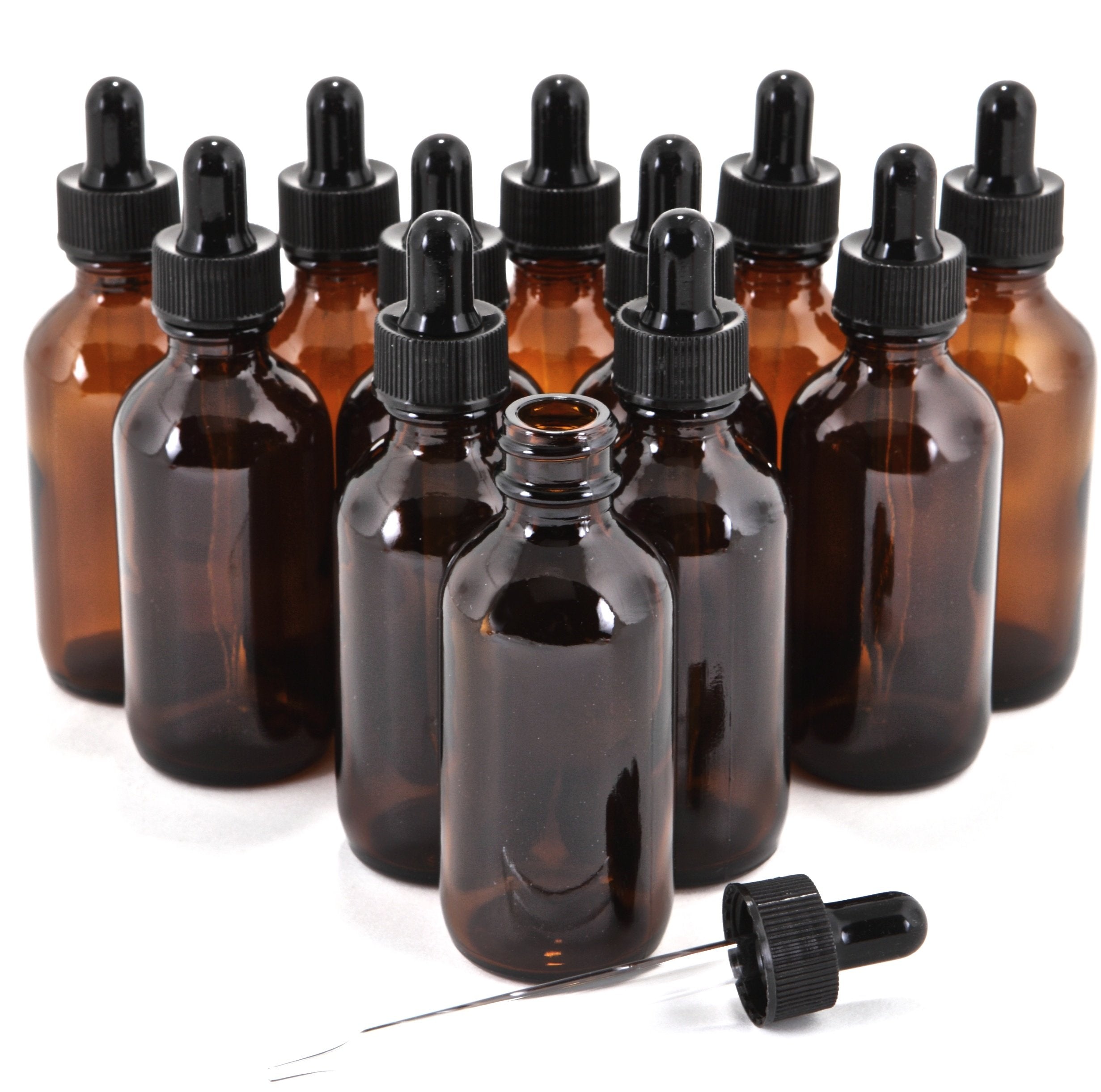Ensemble de bouteilles ambrées Vivaplex avec gouttes en verre, pratique pour le voyage.
