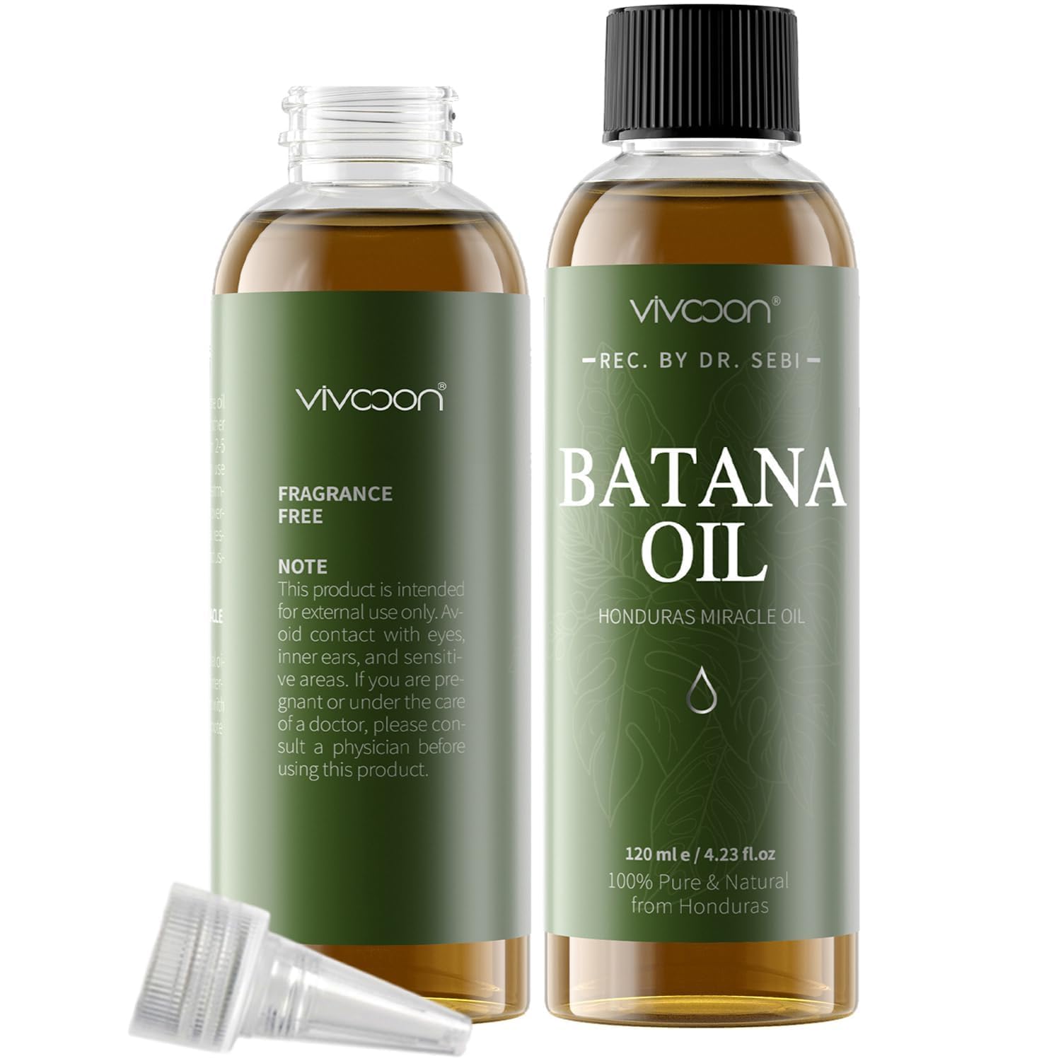 Vivccon Batana Oil bottle shown for premium hair nourishment.