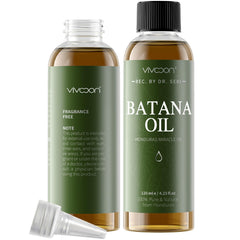Vivccon Batana Oil bottle shown for premium hair nourishment.