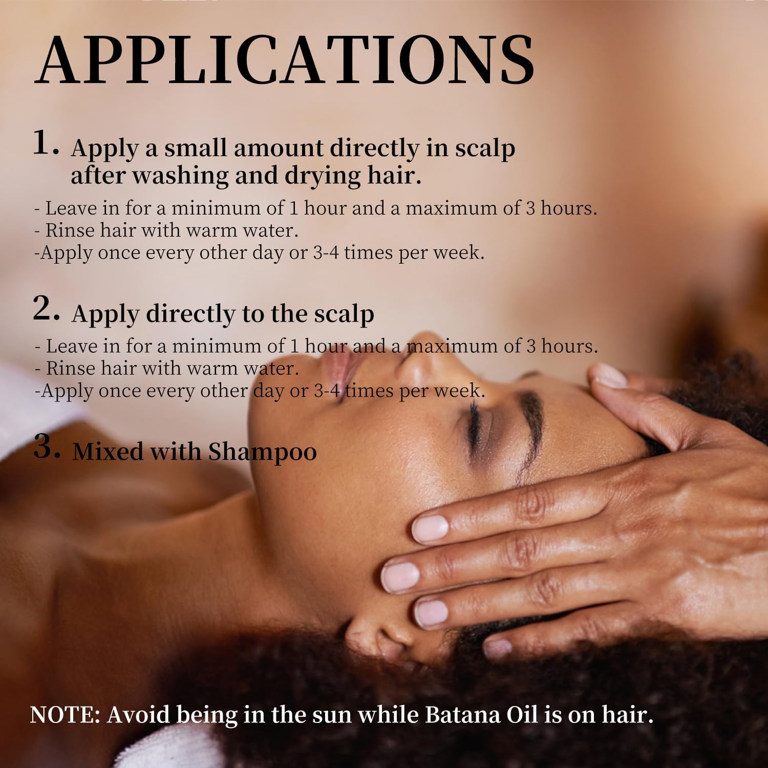 Vivccon Batana Oil on dry hair for improved manageability.