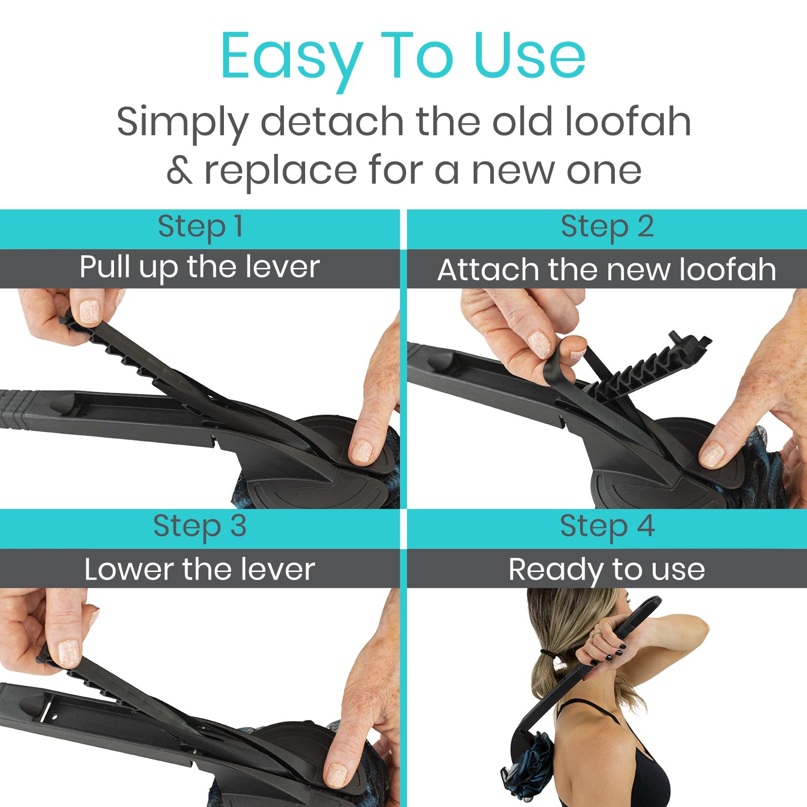 Vive attache-eponge-securisee: changement rapide et fixation fiable.