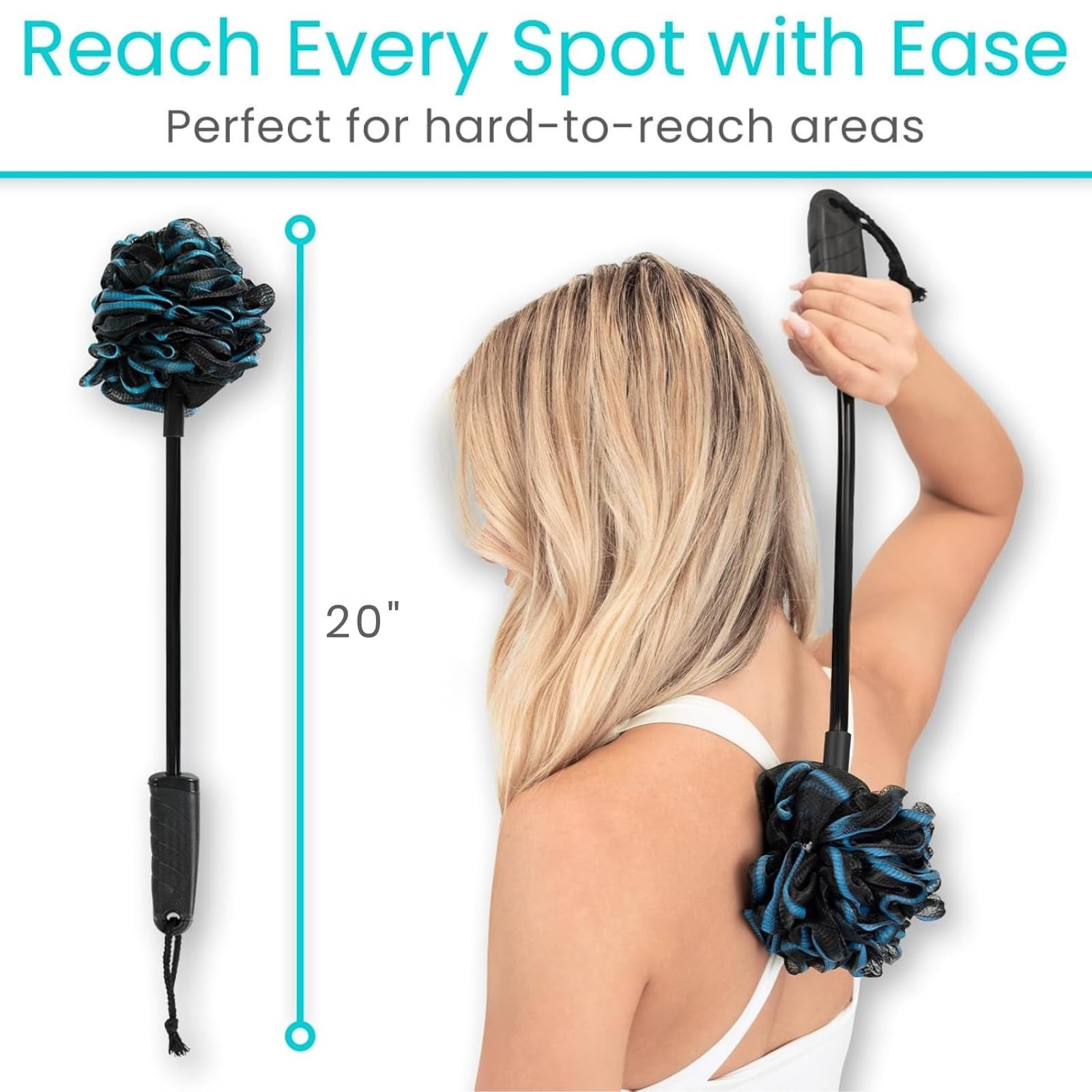 Vive gommage luffa extra inclus pour durabilité et remplacement.