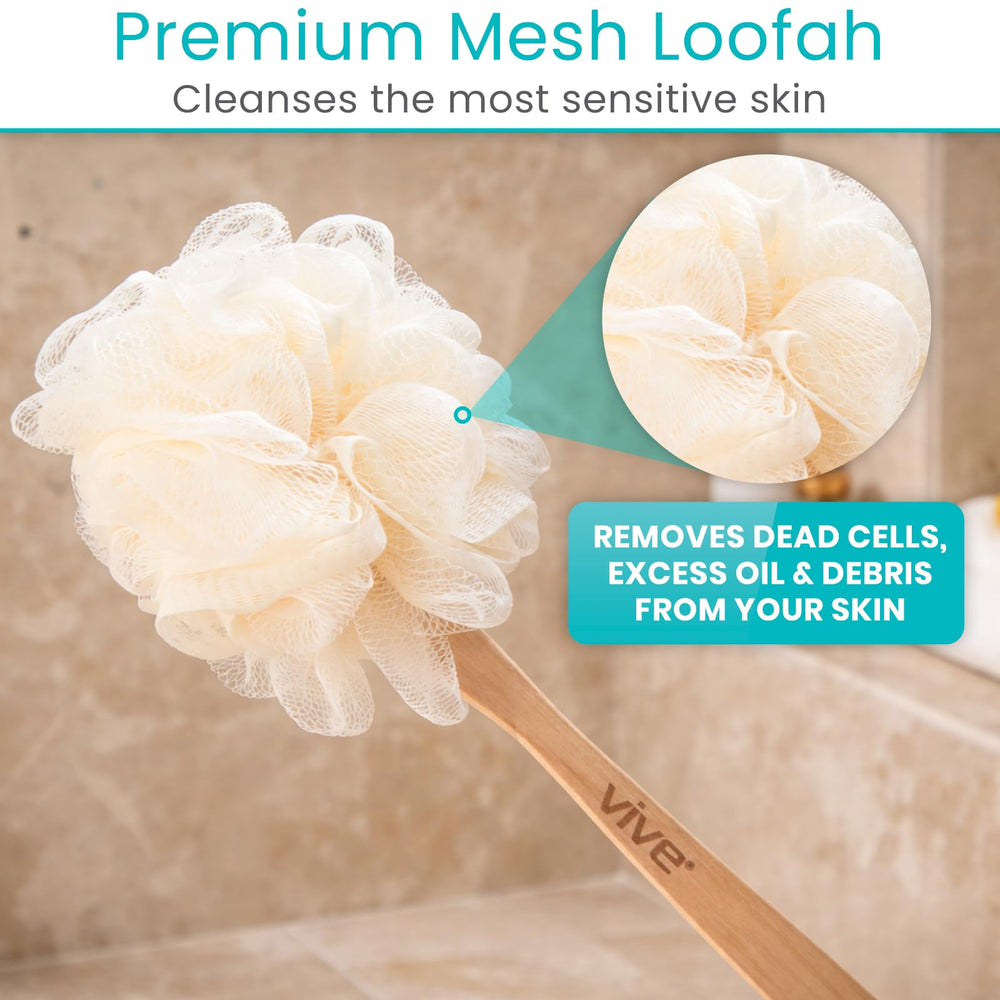 Vive loofah-exfoliant-maille ferme pour zones rugueuses.