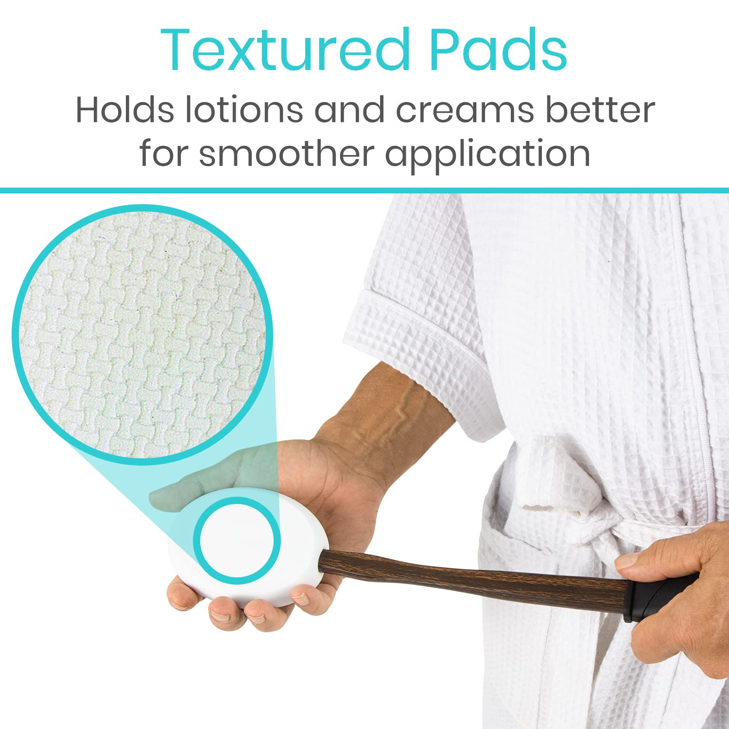 Vive: tampons texturés pour distribution précise sans gouttes.