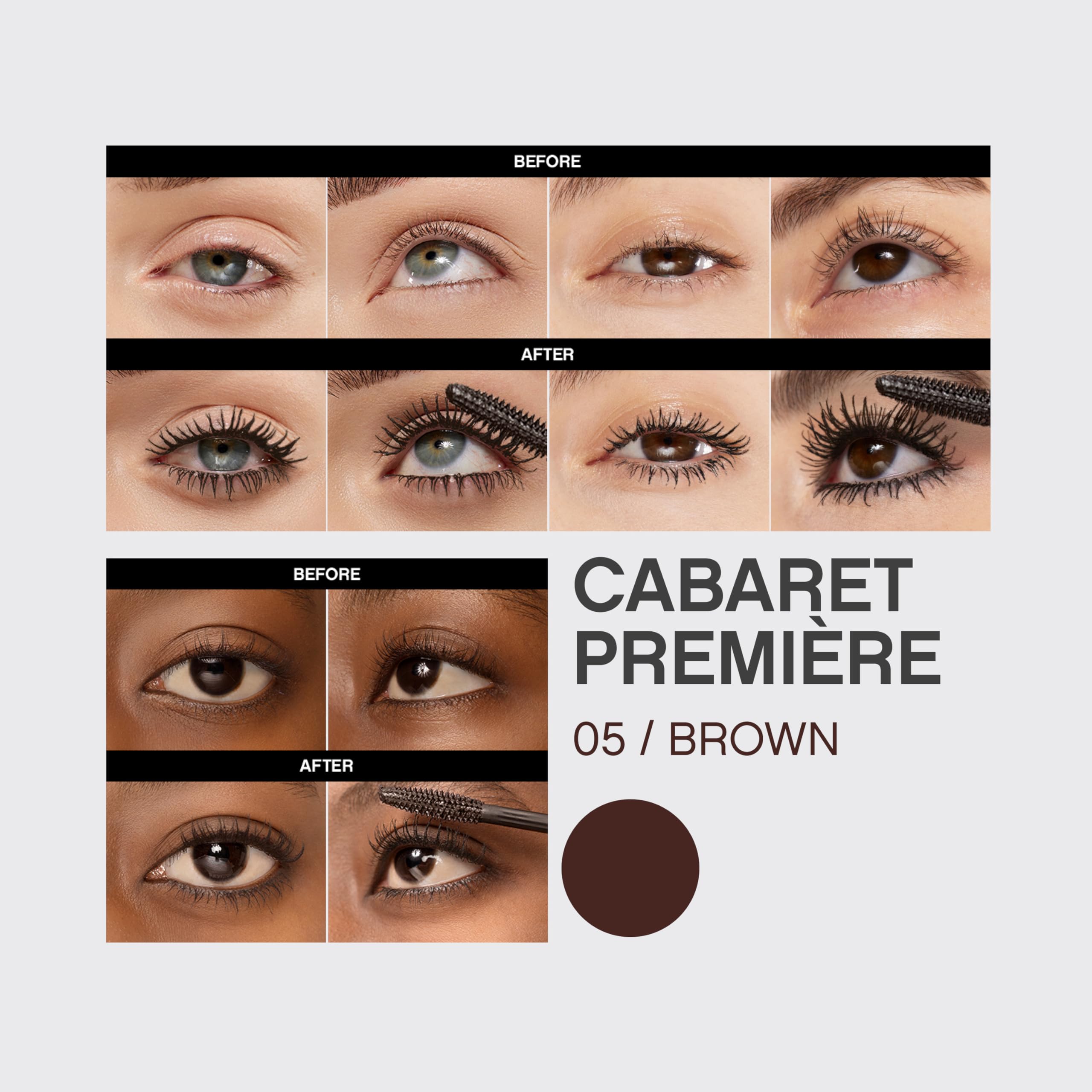 Vivienne Sabó Cabaret Premiere Brown mascara application captures smooth, easy-on-the-lids experience.