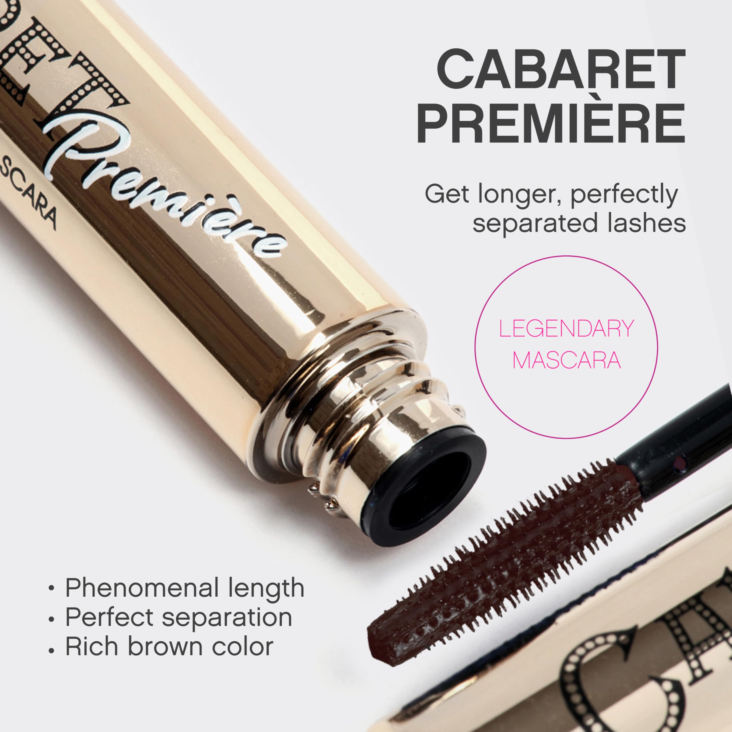 Vivienne Sabó Cabaret Premiere Brown mascara wand coats lashes for precise, clump-free application.