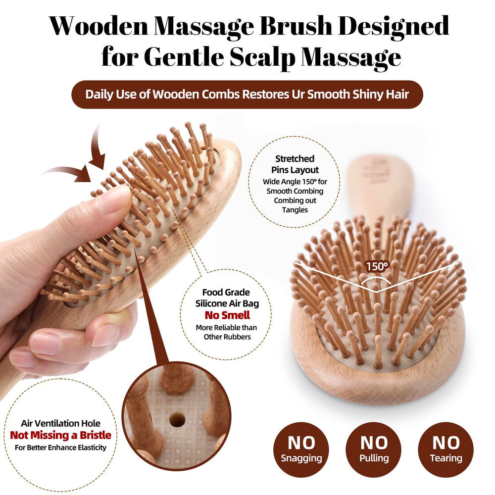 Brosse VKLW en bois avec coussin silicone pour un massage quotidien.