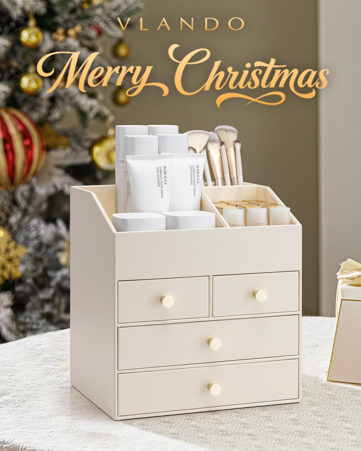 Grand vanity organizer Vlando avec tiroirs pour accessoire beauté.