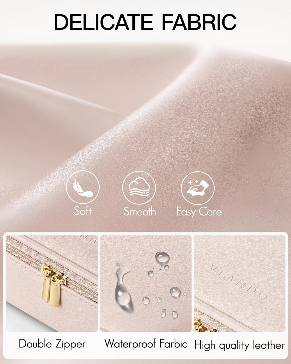 Pochette étanche à zip Vlando, nettoyage facile en voyage.