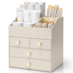 Vlando Organisateur maquillage sur comptoir en PU cuir, rangement pratique et élégant.