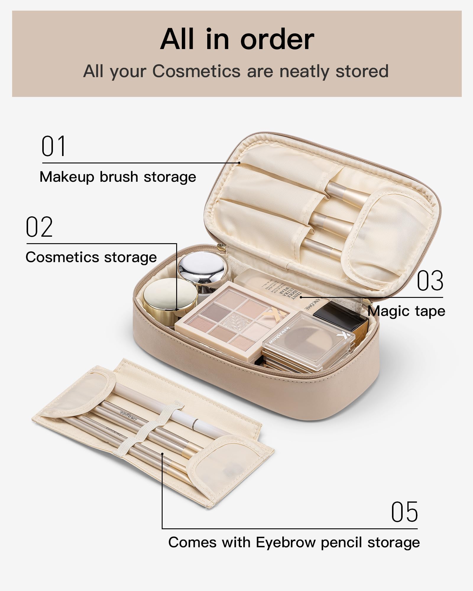 Vlando Trousse maquillage voyage - rembourrage en mousse protectrice