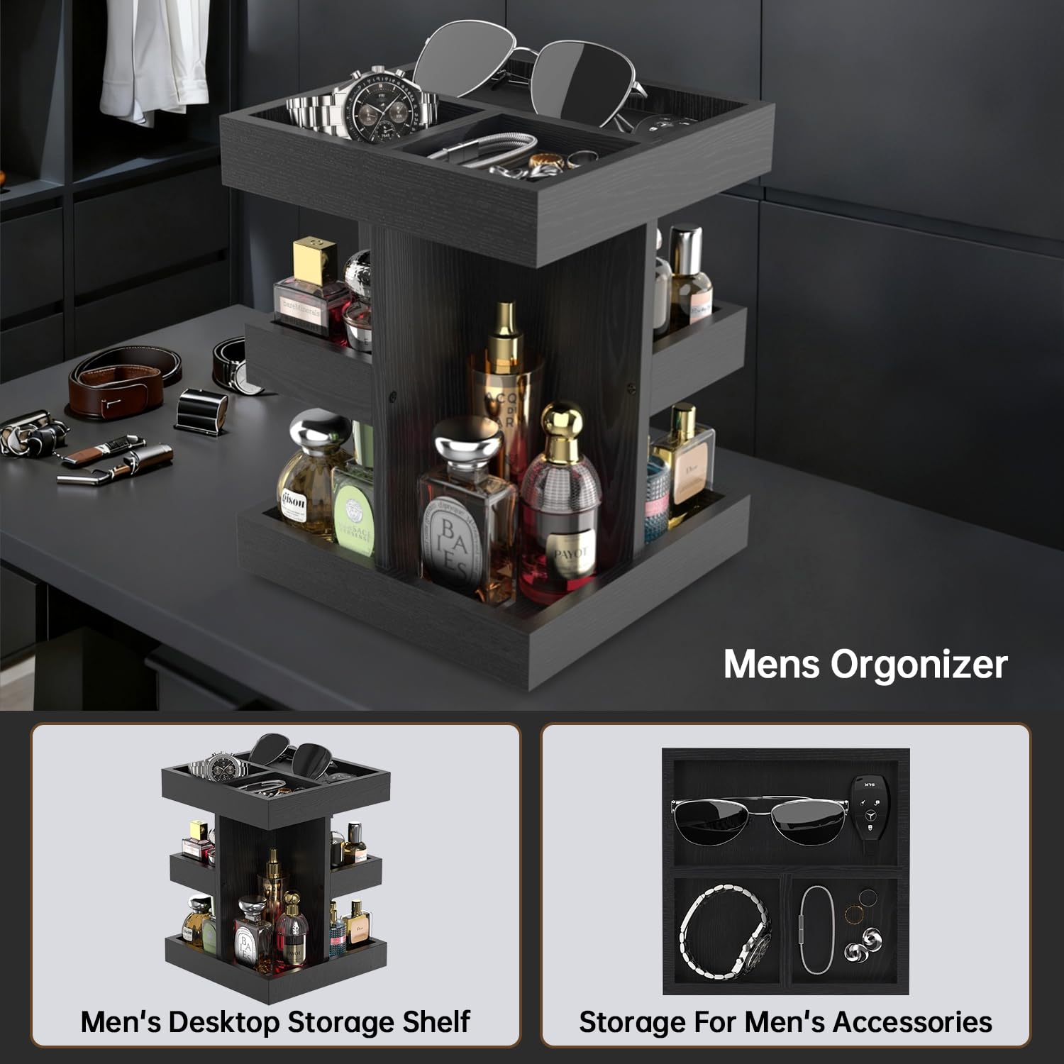 VLXXOI Rangement pour parfums et soins sur plan de toilette.