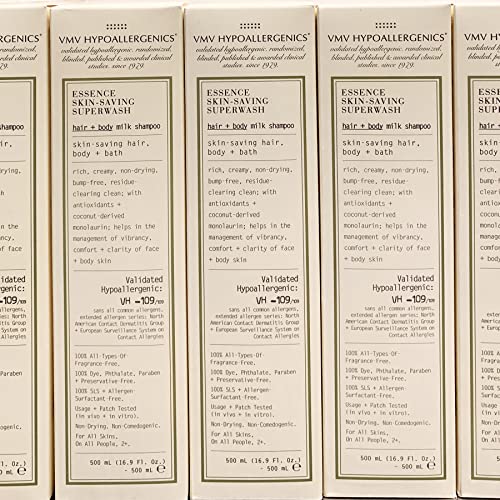 Formule sans parfum du lait-shampooing VMV pour peaux sensibles et irritées.