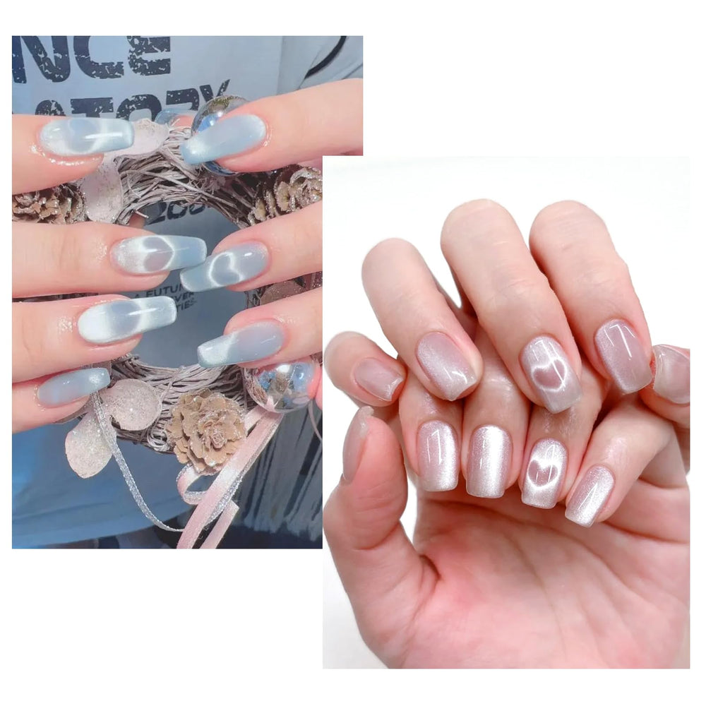 vnjaoi visualisation effet œil-de-chat sur ongles – inspiration polyvalente pour tenues variées.