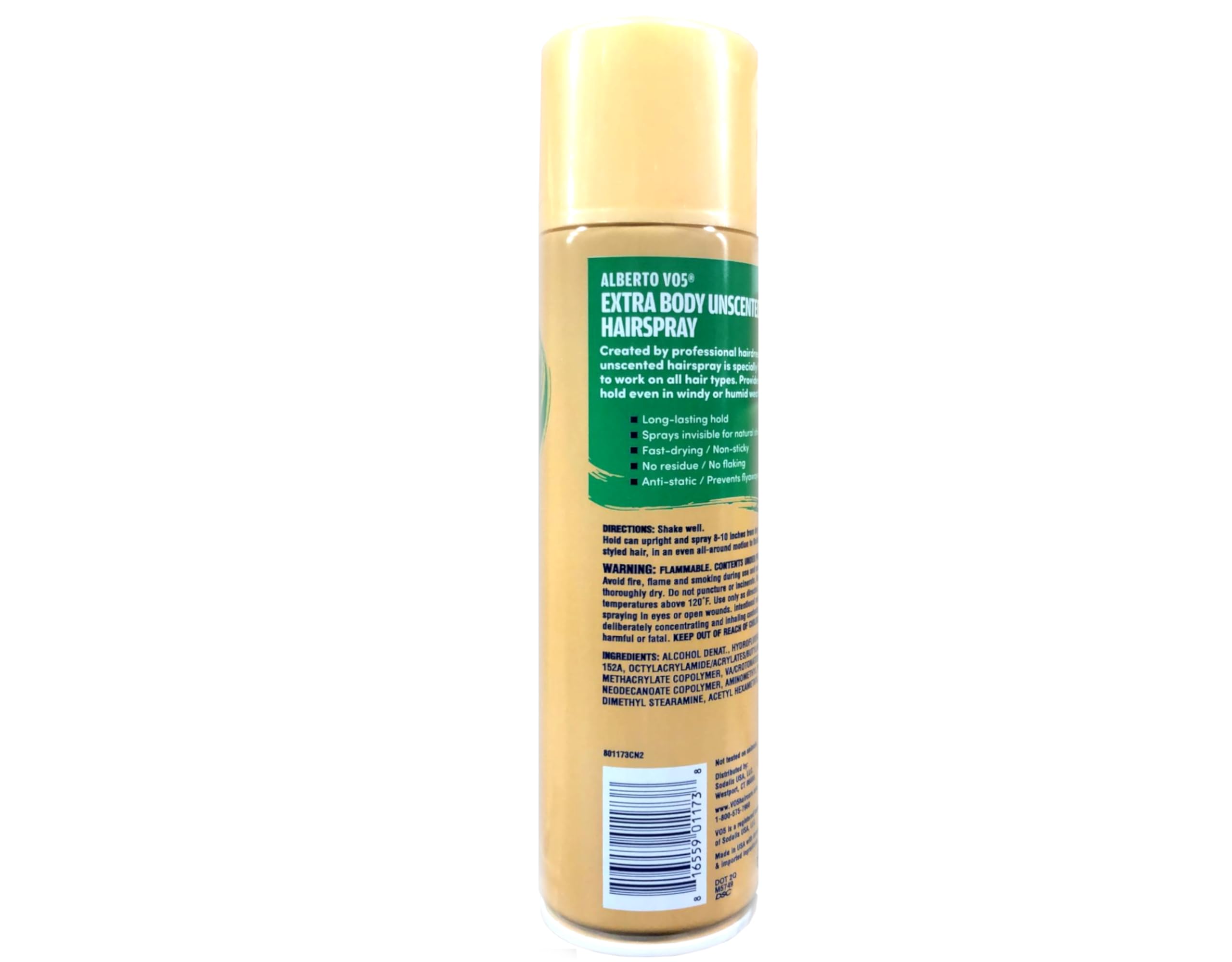 VO5 Crystal Clear Hairspray, fixation forte, sèche rapidement sans alourdir les cheveux.