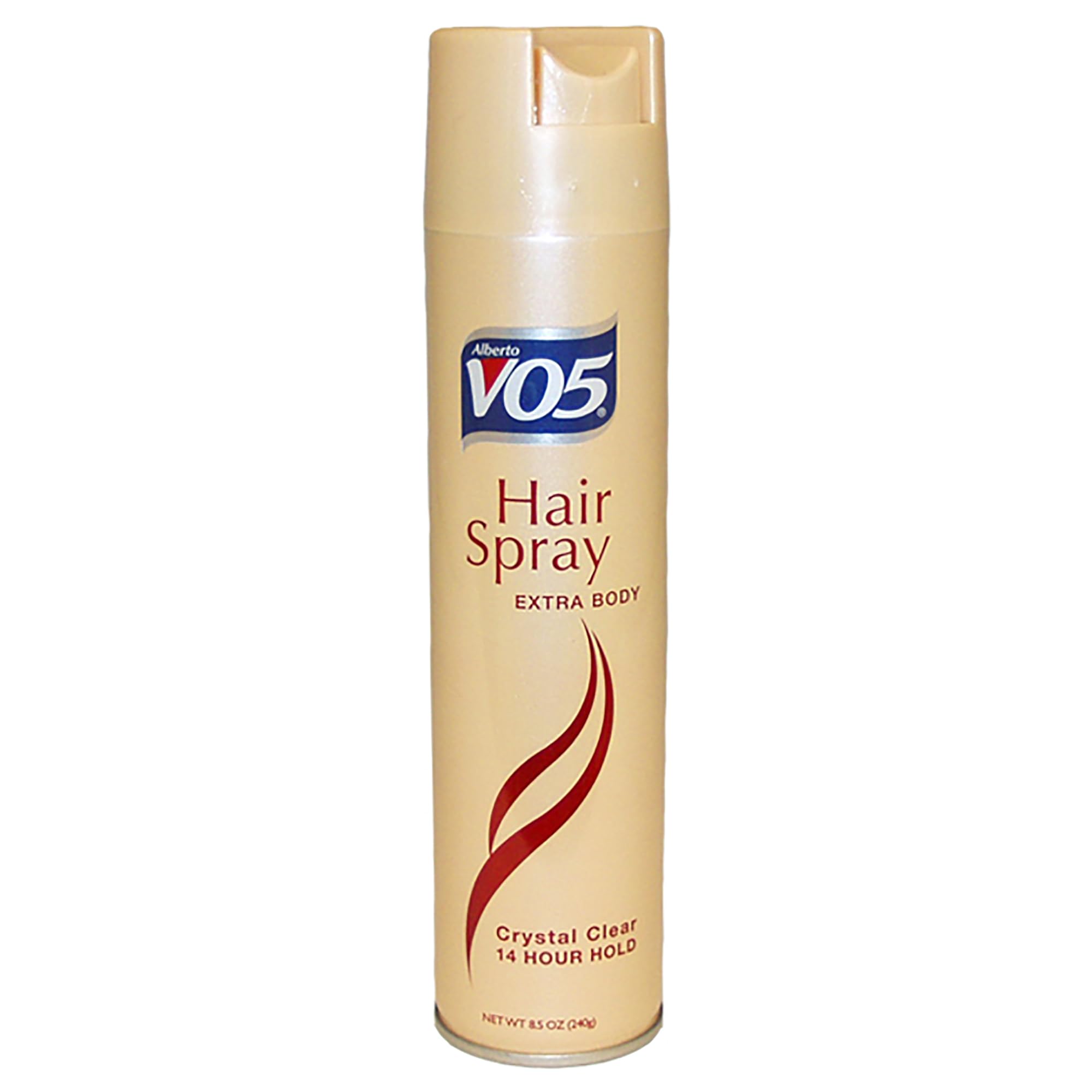 Vo5 Crystal Clear Spray — bouteille affichant une tenue durable et cheveux brillants