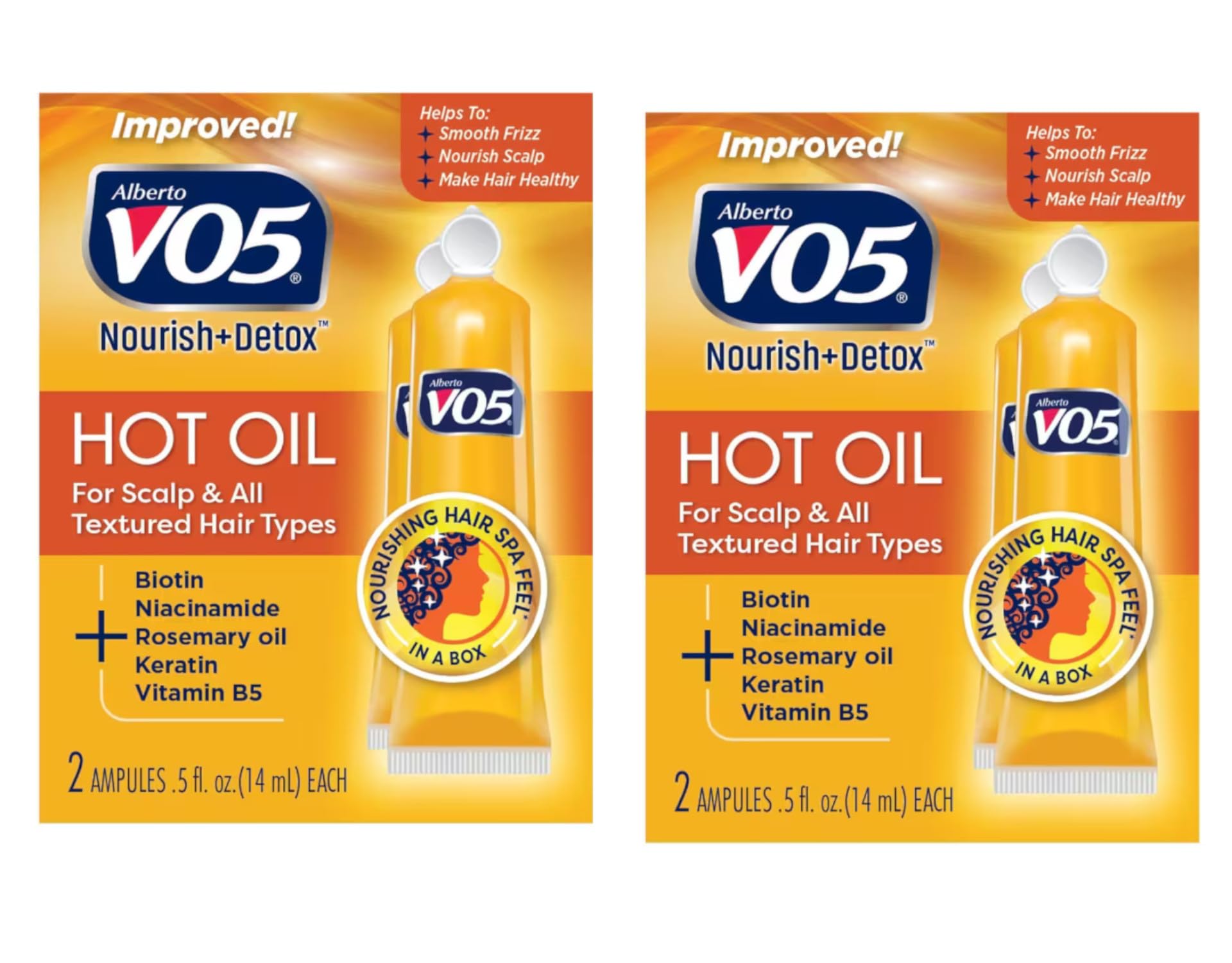 Vo5 Huile Chaude Thérapie Emballage Deux Pack pratique à domicile.