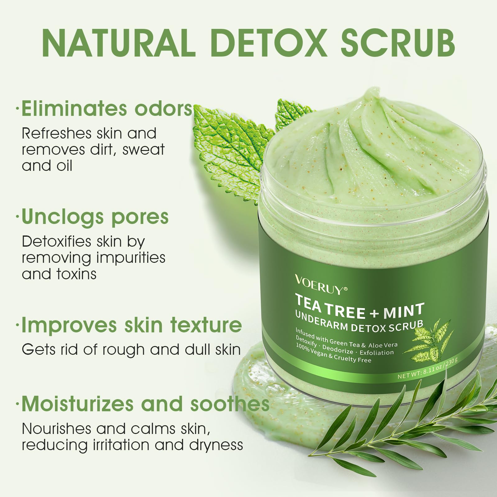 VOERUY Exfoliant Aisselles Noix – élimine impuretés et pores apparents.