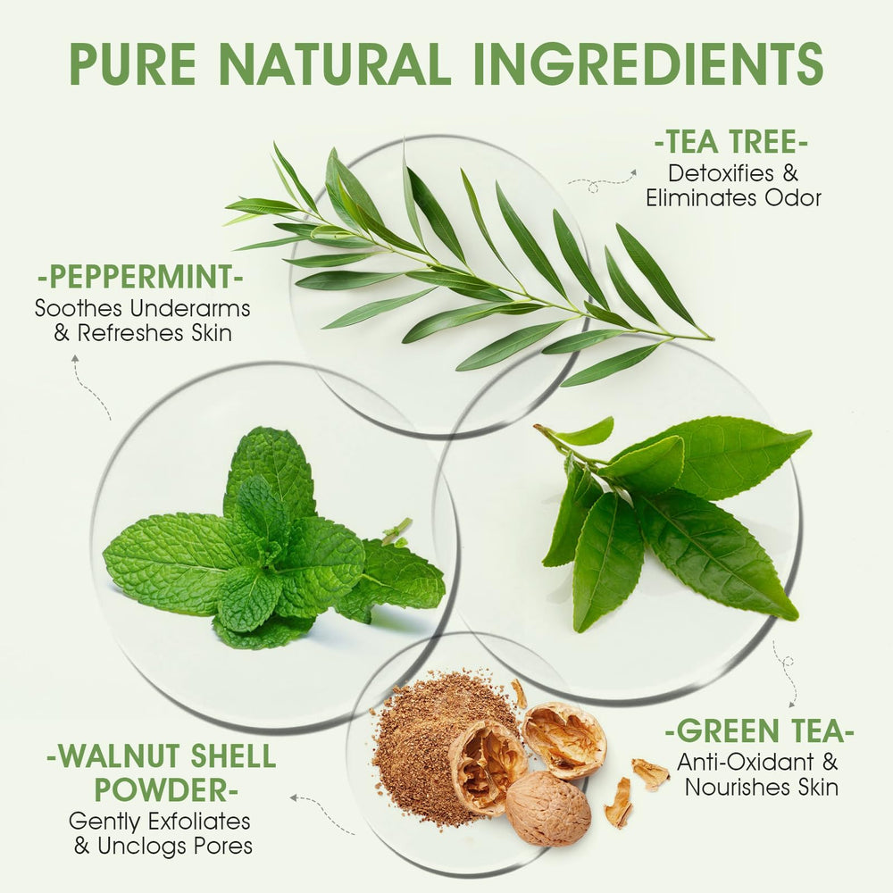 VOERUY Gommage Corps Tea Tree Menthe Avocat Aloe : exfoliation douce et peau satinée.