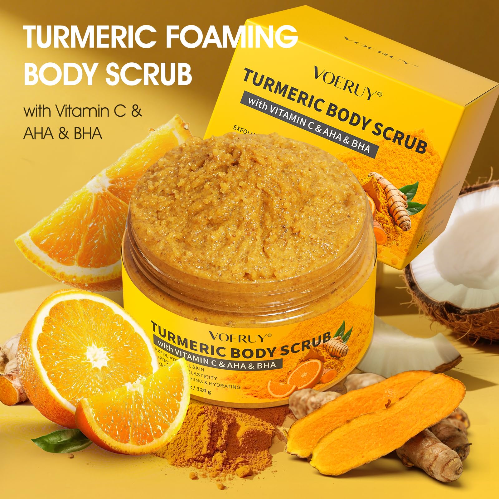 VOERUY Gommage Turmeric – emballage propre et pratique pour usage régulier
