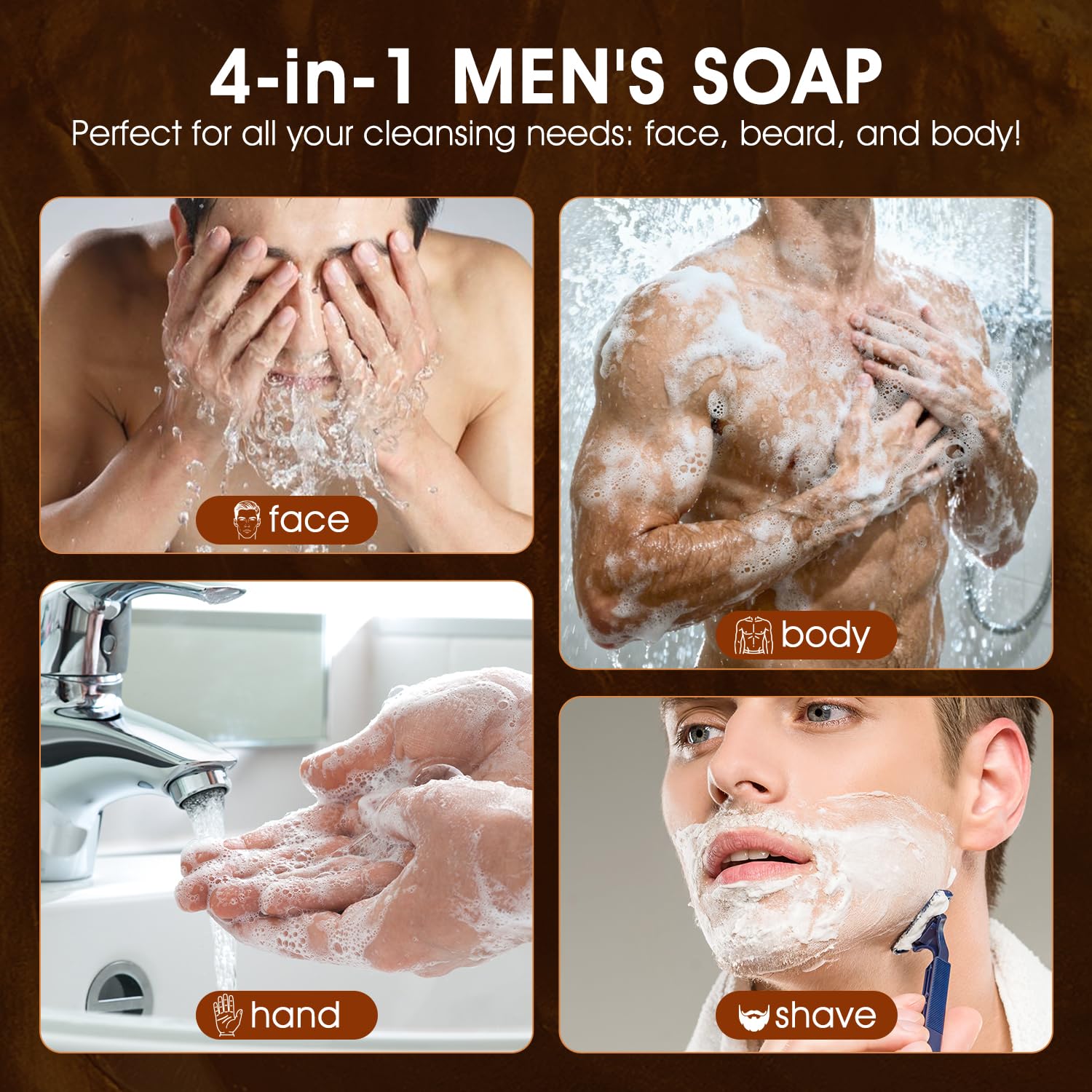 VOERUY savon homme, grains de noix pour exfoliation légère.