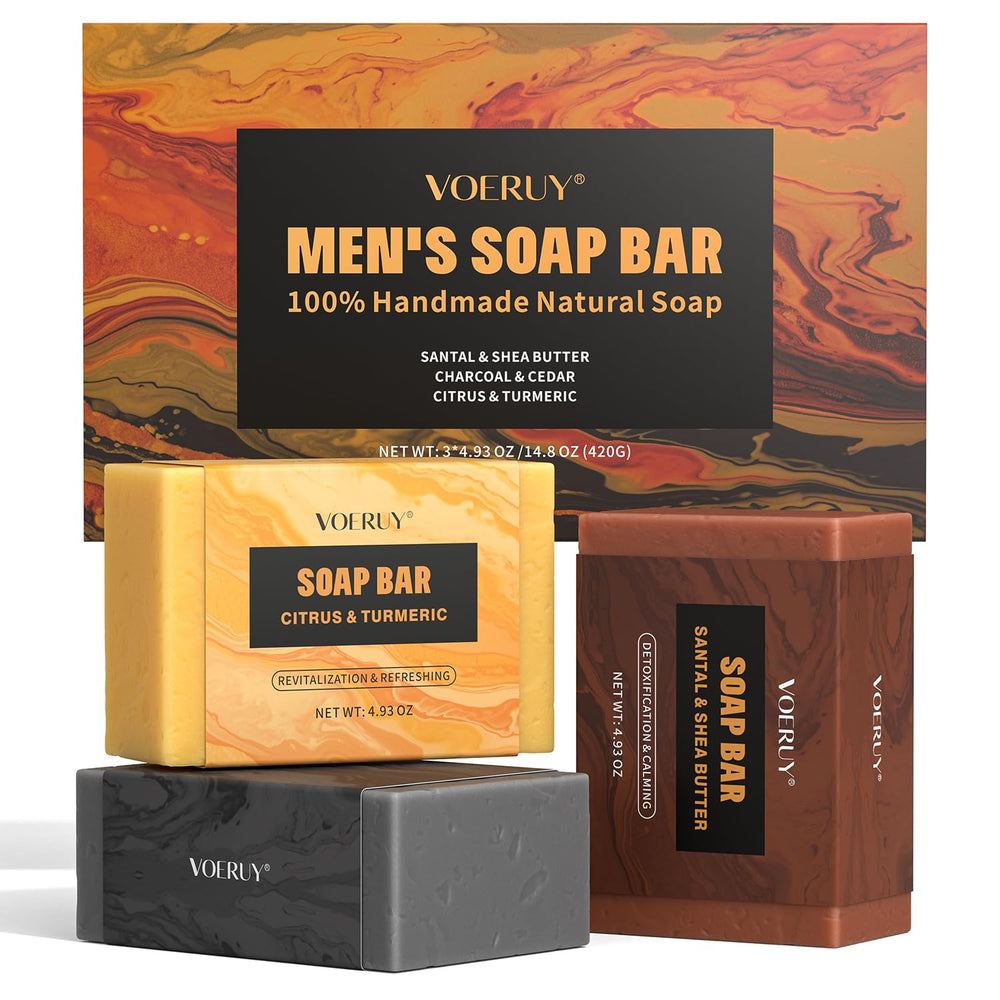 VOERUY savon homme, emballage trio élégant, idée cadeau.