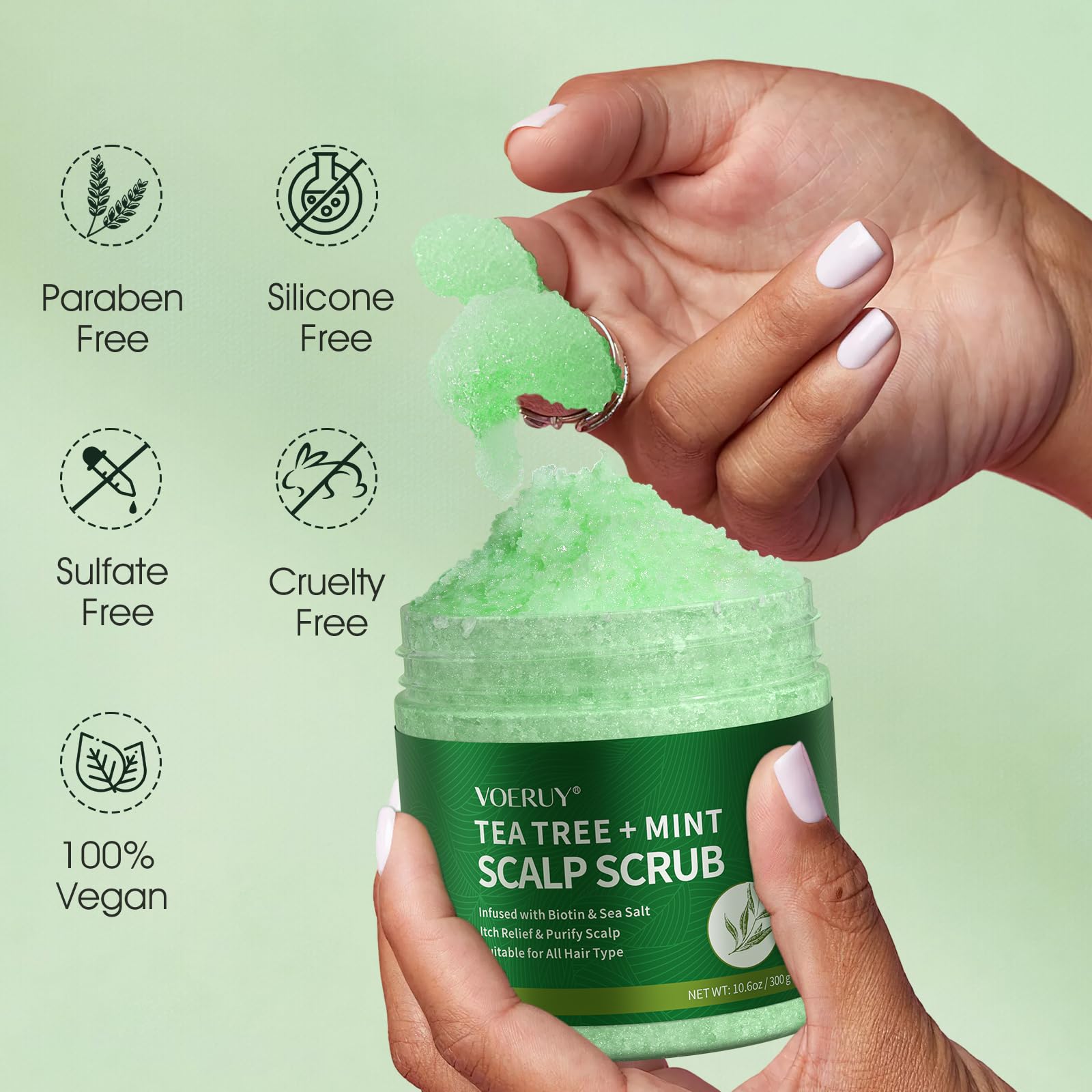 VOERUY Scrub 2-en-1: nettoie et purifie les racines en douceur.