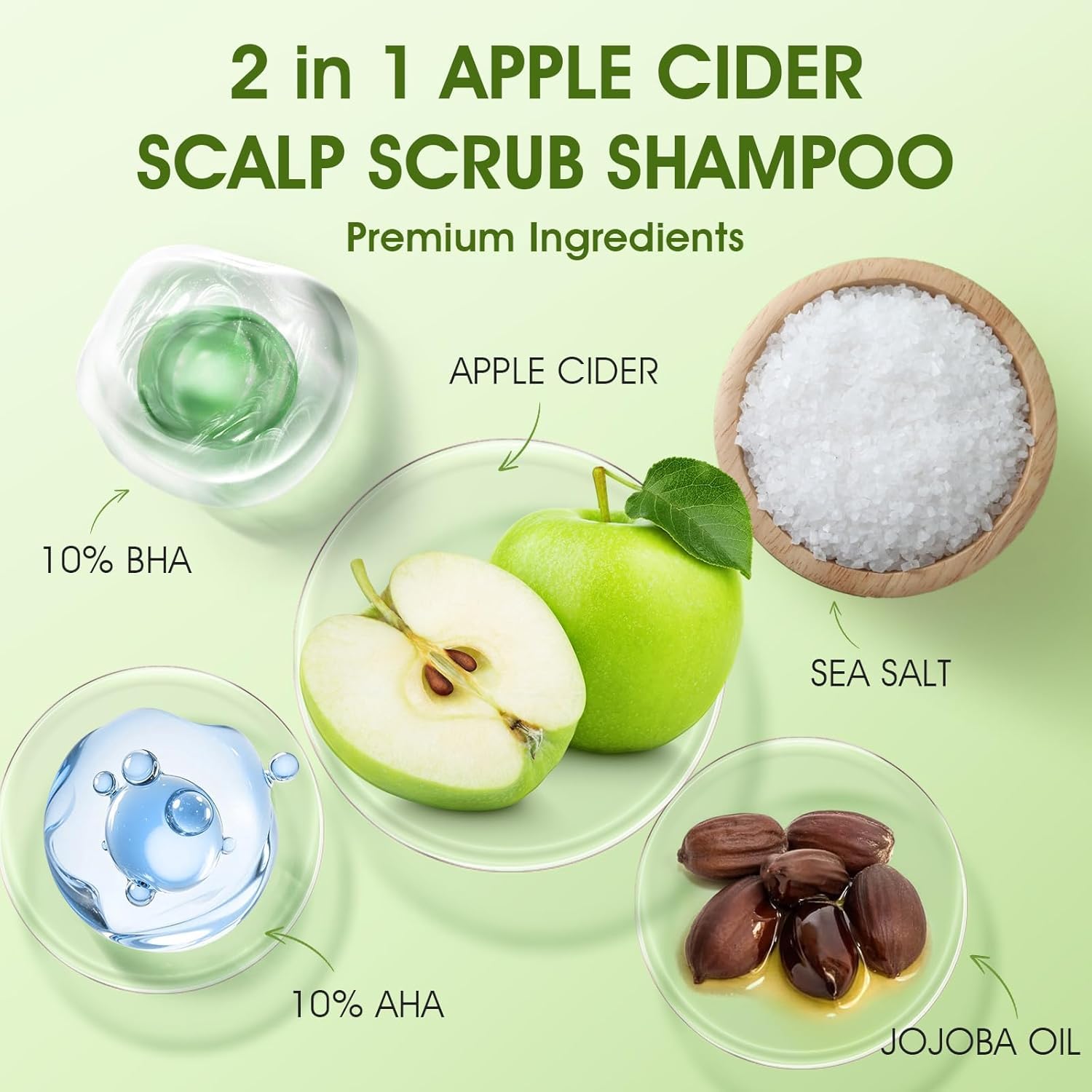 Texture gommage pomme cidre, efficace pour éliminer les impuretés du cuir chevelu.