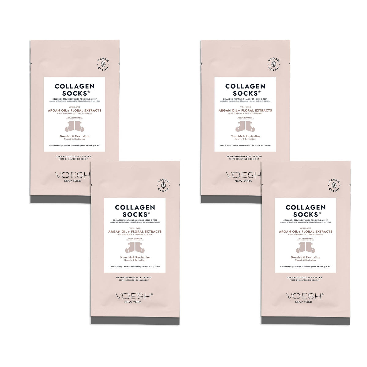 Chaussettes au collagène VOESH, pack de 3 paires, hydratation profonde des pieds
