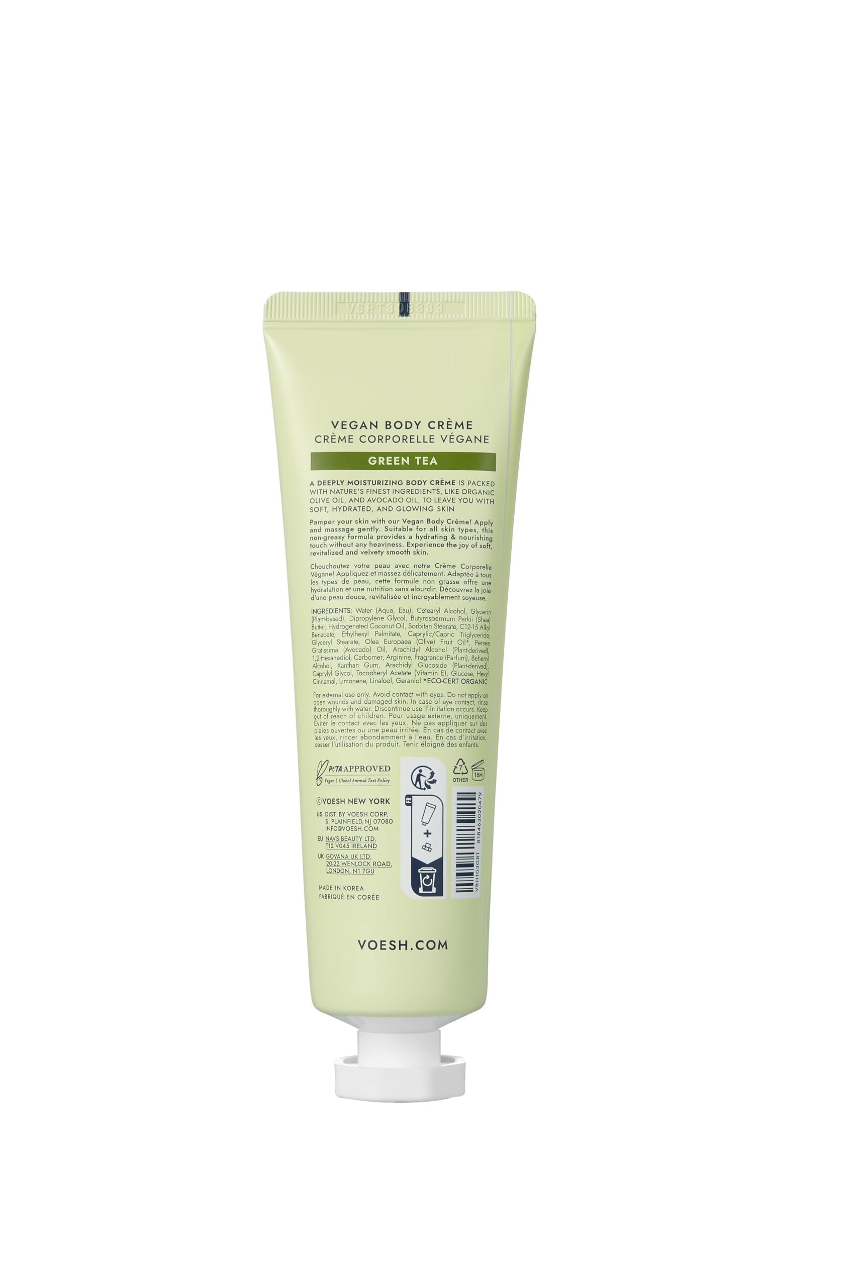Voesh Application quotidienne, parfum léger de thé vert.