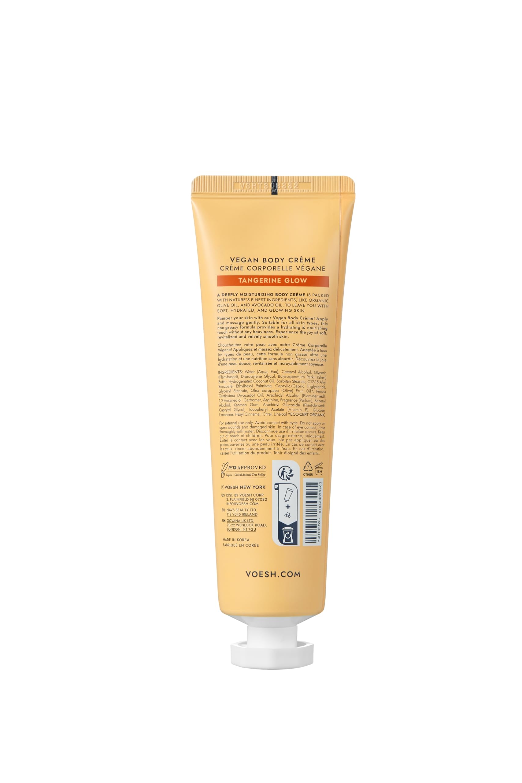 Arôme lavande et mandarine de VOESH Crème Corps Végan Tangerine Glow