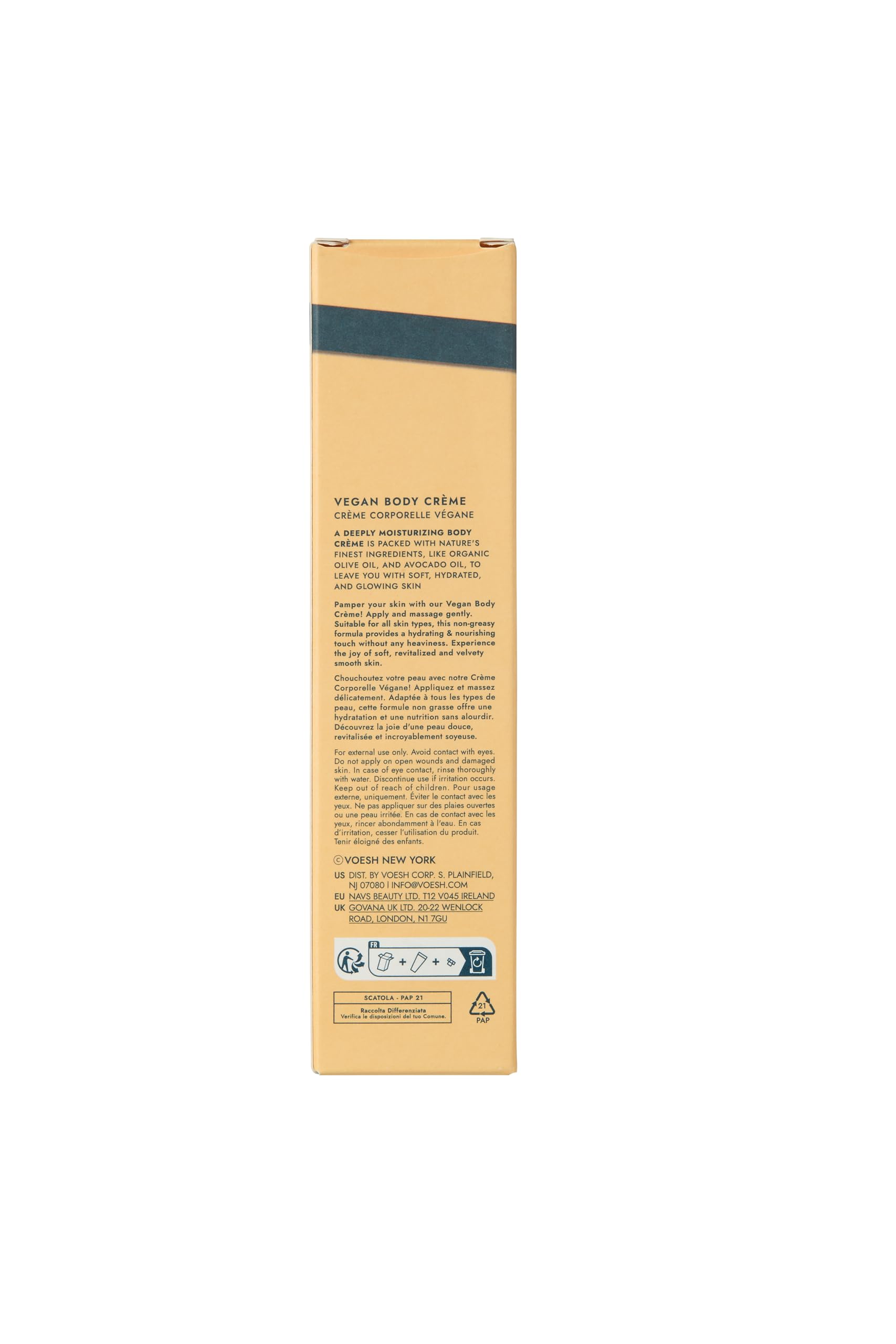Ingrédients nourrissants de VOESH Crème Corps Végan Tangerine Glow pour la peau