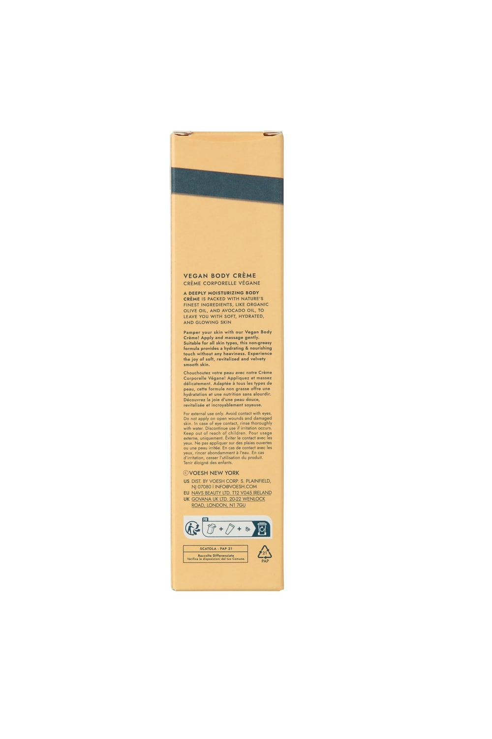 Ingrédients nourrissants de VOESH Crème Corps Végan Tangerine Glow pour la peau