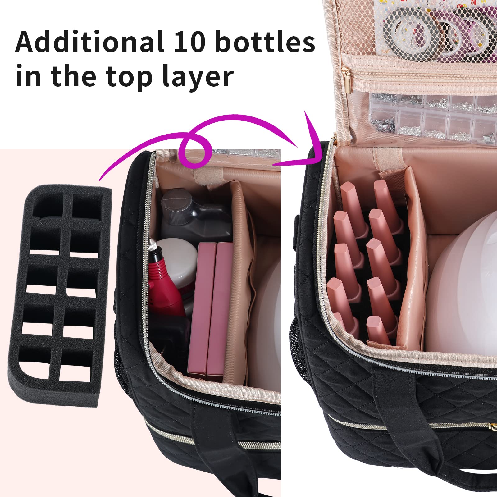 VOFIpremiAm Organisateur Vernis Noire avec tiroirs profonds et rangements clairs.