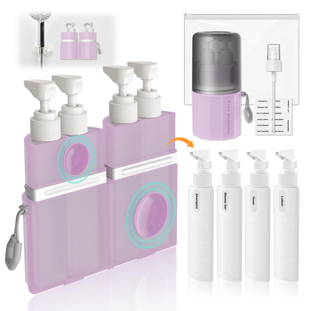 Bouteilles VOGOGE 55 ml avec pompes, pratique pour les liquides de voyage.