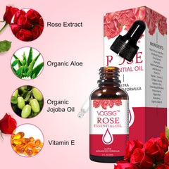 VOGSIG Rose Bouteille Rose 30ml – présentation élégante pour aromathérapie.
