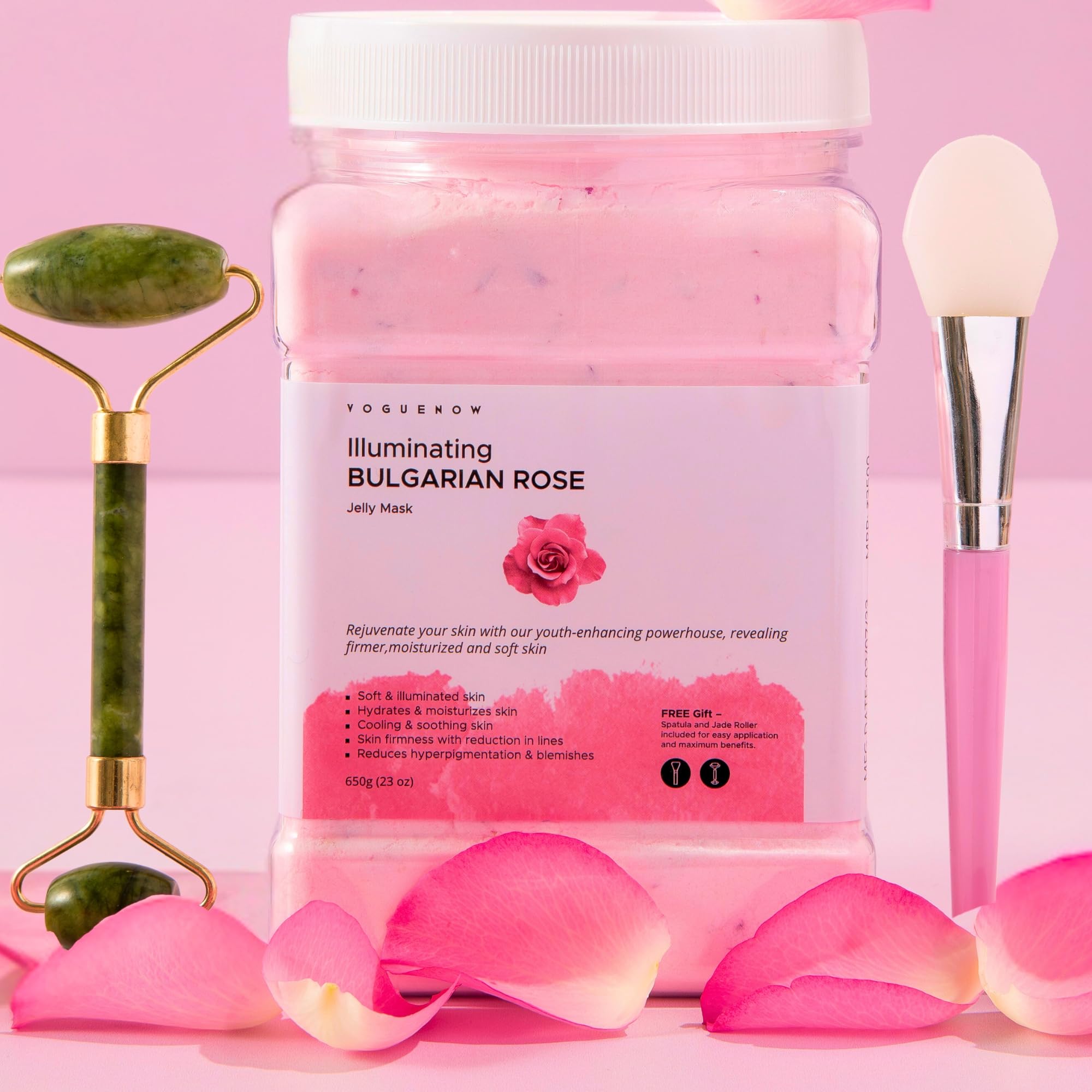 VogueNow Masque Gelée Rose Bulgare: application visage hydratante et douce.
