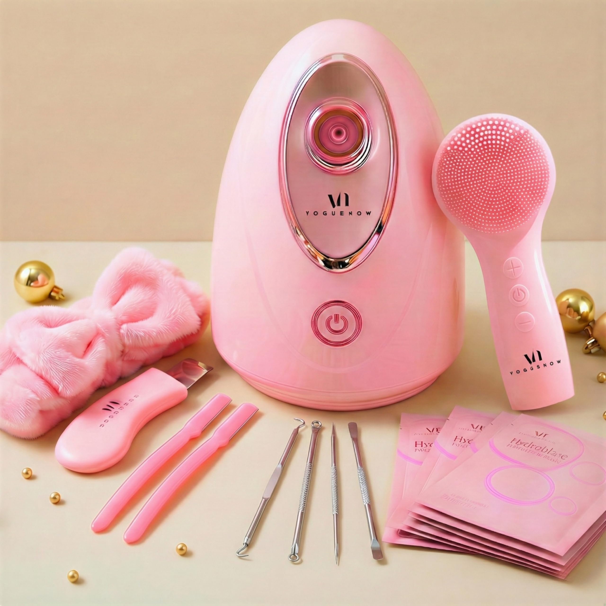 VogueNow vapeur-visage-kit emballage élégant prêt à offrir comme cadeau spa.