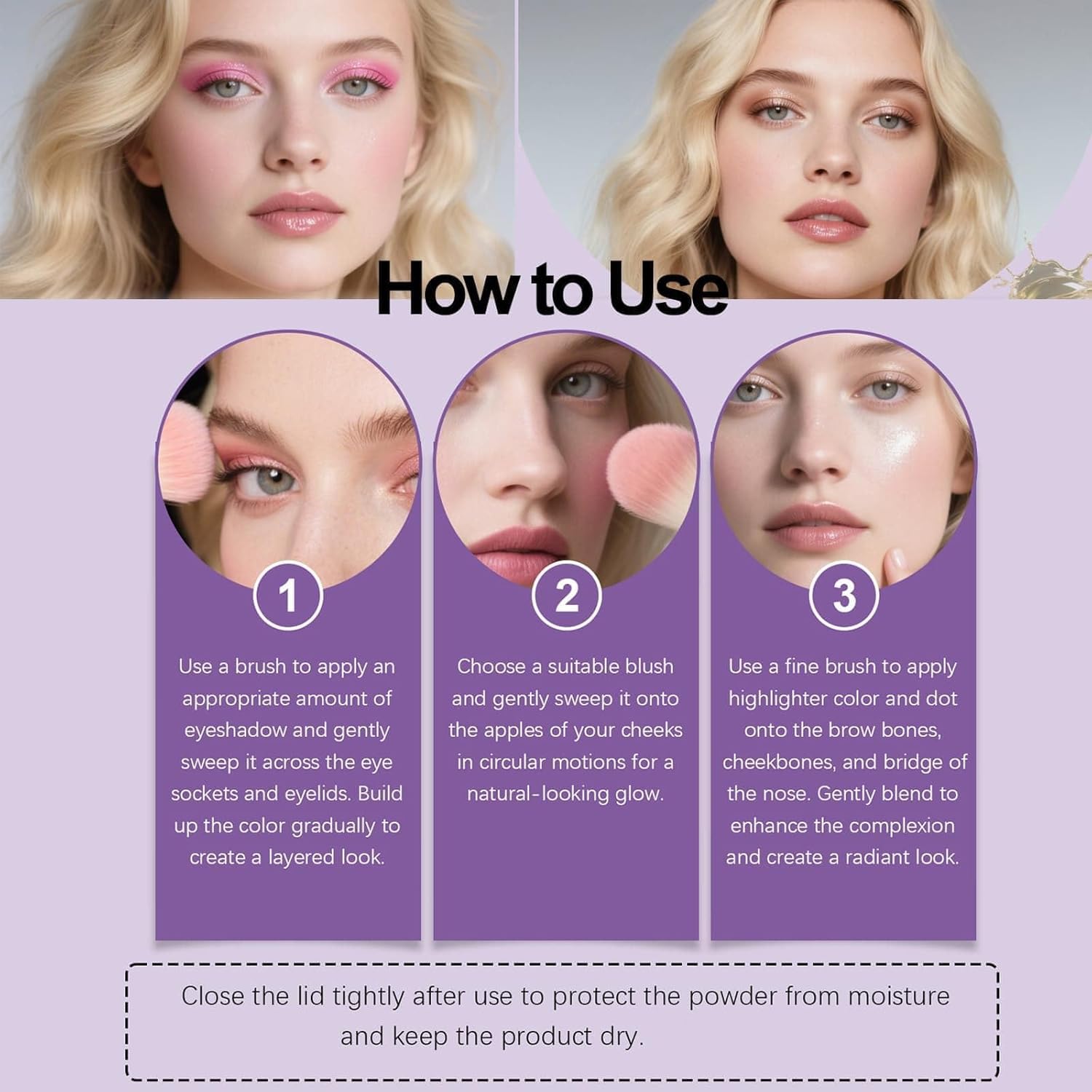 VOGUZY palette teint-yeux: diverses nuances pour styles variés.