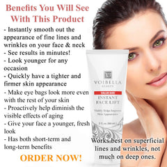 Voibella Beauté Crème Lift Visage Instantané effet tenseur rapide idéal pour les photos