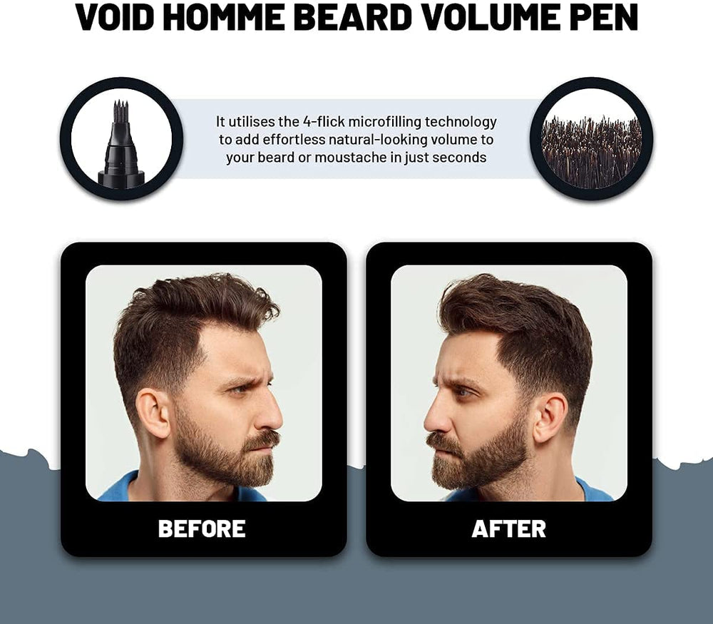  VOID Homme Stylo Barbe Noir – effet réaliste durable toute la journée sans effort.