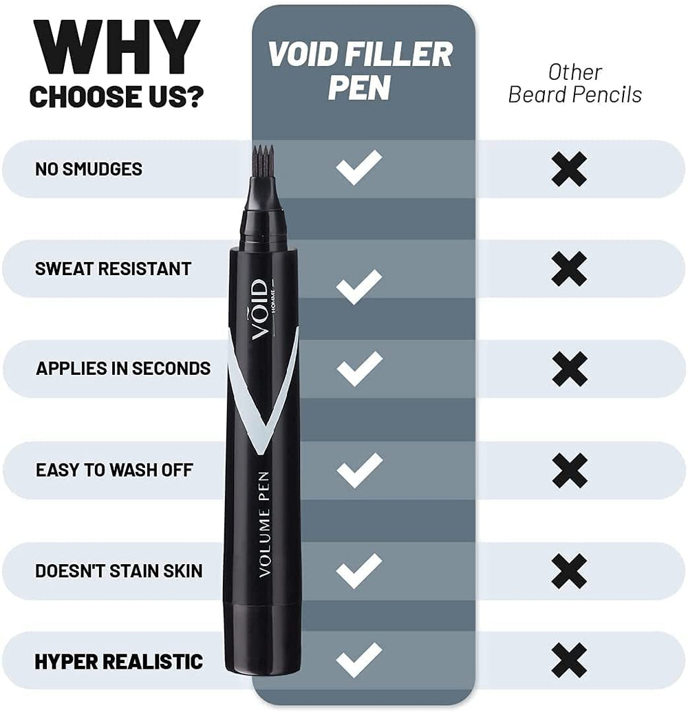  VOID Homme Stylo Barbe Noir – kit compact pratique à emporter partout.