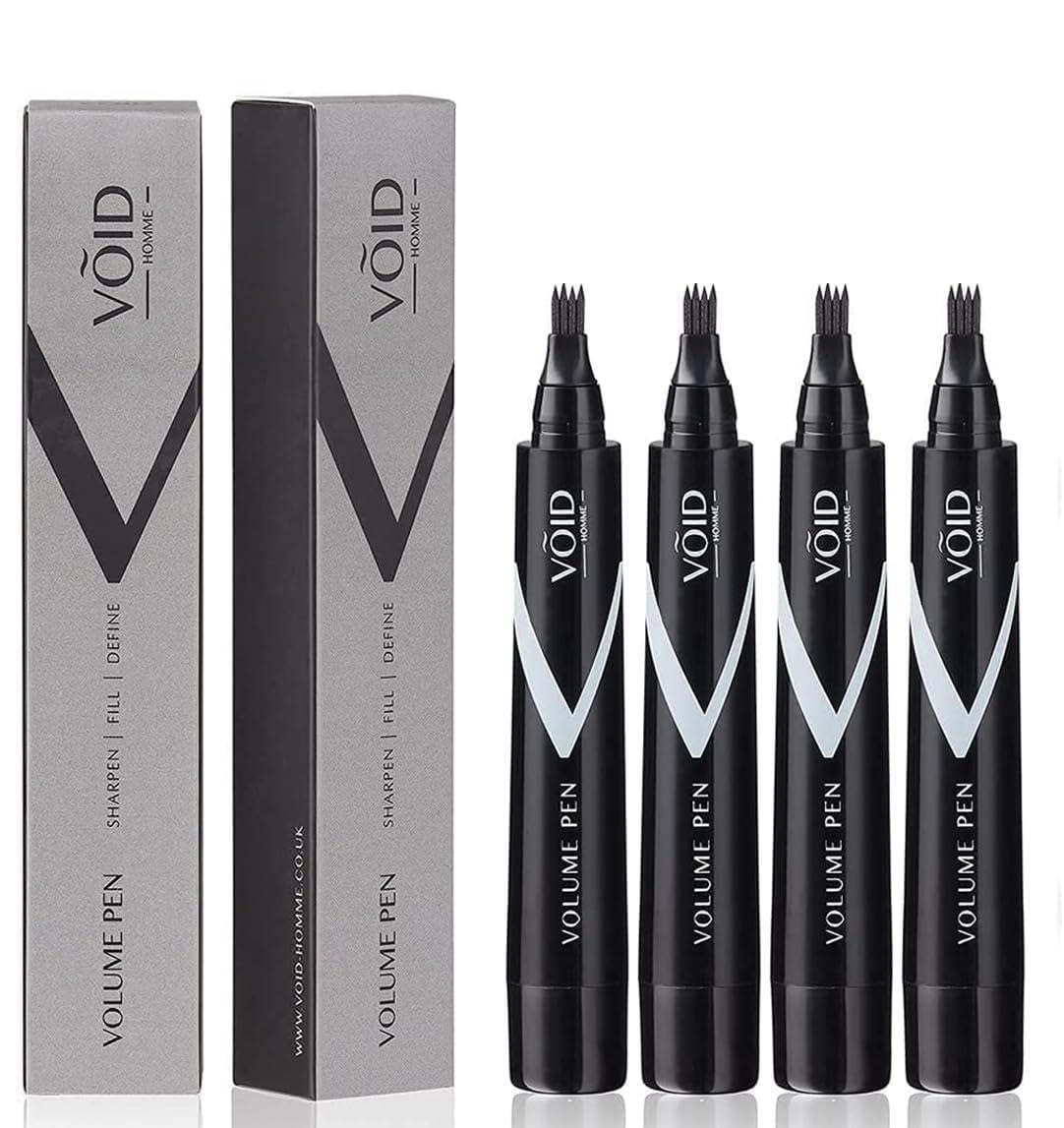  VOID Homme Stylo Barbe Noir – remplissage immédiat pour une barbe plus dense et naturelle.