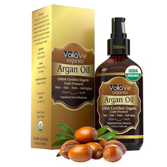 VoilaVe huile d'argan pure en bouteille, hydratation légère pour peau.