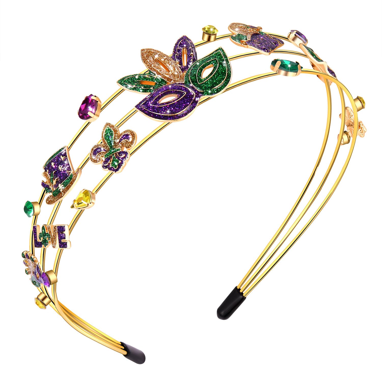 Bandeau vokone Mardi Gras étincelant, idéal pour parades festives.