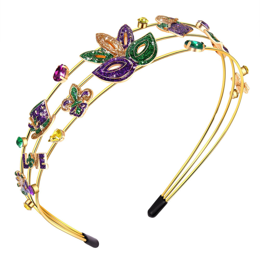 Bandeau vokone Mardi Gras étincelant, idéal pour parades festives.