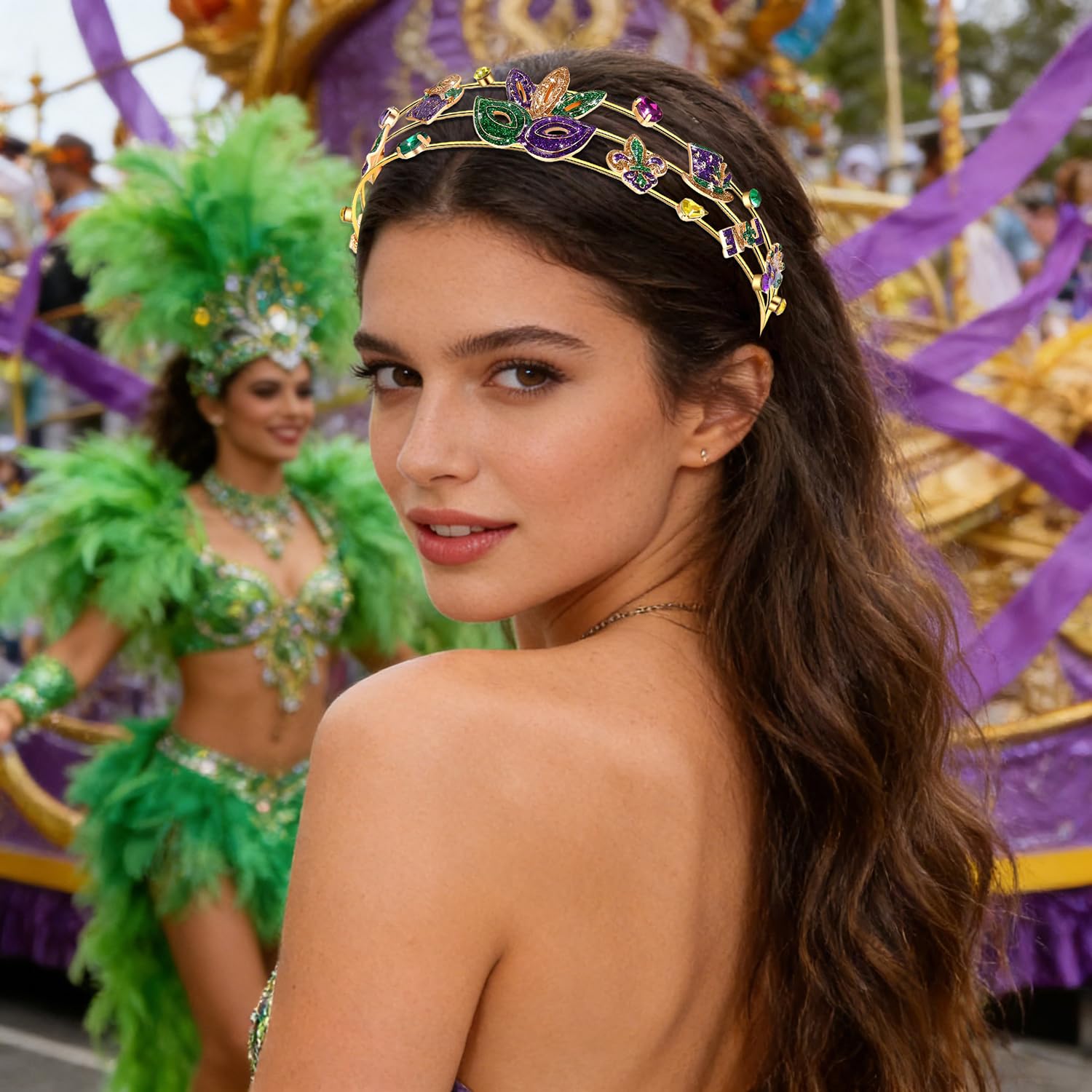 Bandeau cheveux paillettes multiples vokone, scintillement visible.
