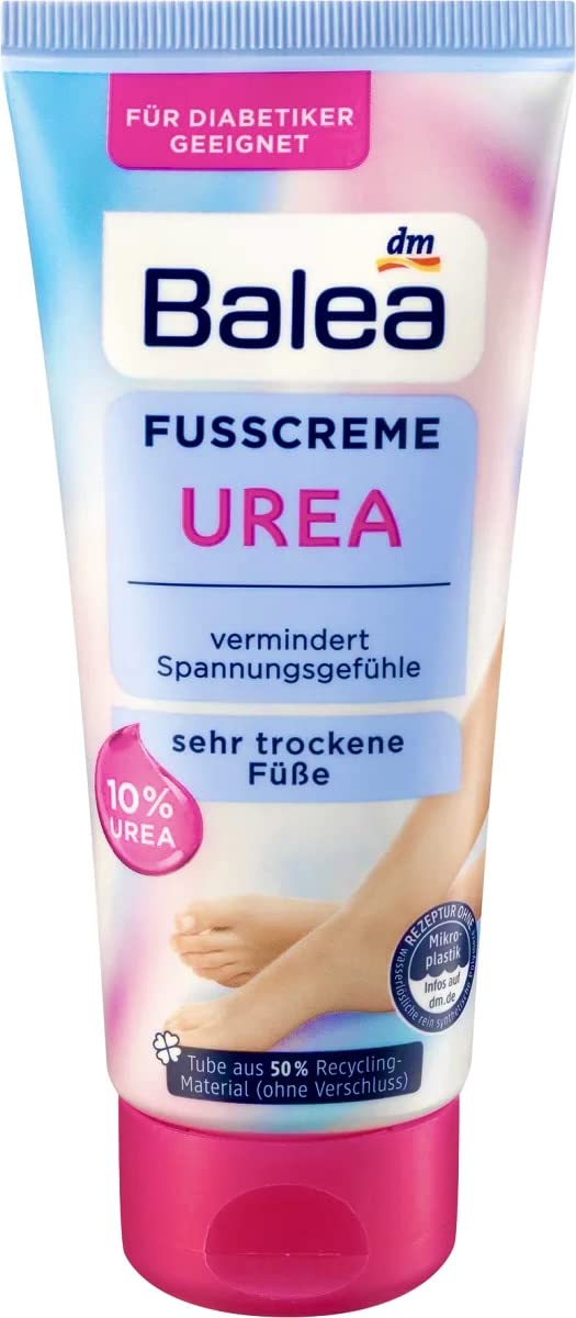 Volans Balea Crème Pieds Urea, pieds hydratés et protégés après utilisation.