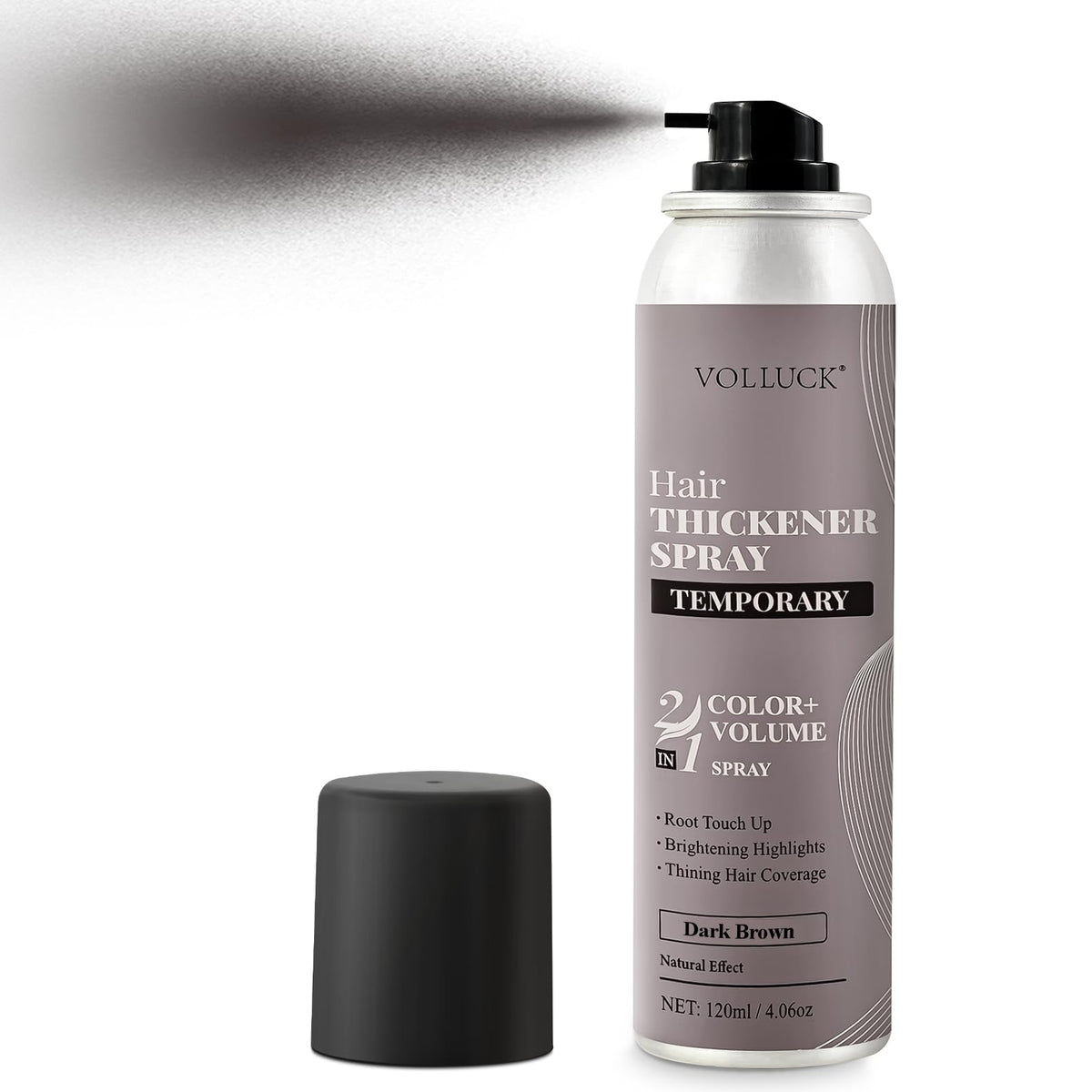 Spray epaississant VOLLUCK : couverture rapide des racines pour une apparence naturelle.