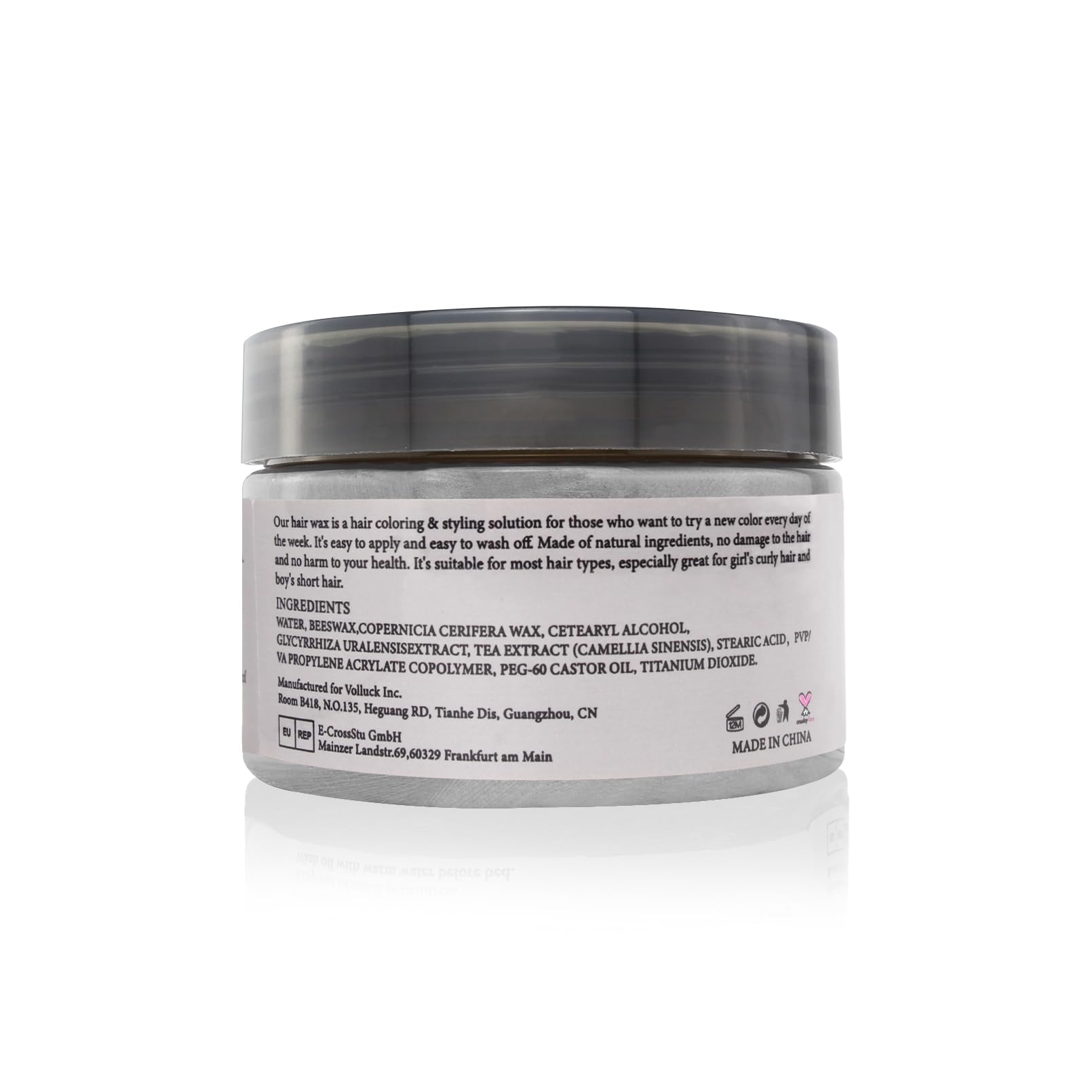 VOLLUCK Cire cheveux argent gris, lavage à l’eau facile et sans résidu.
